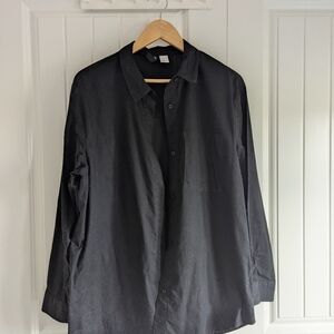 H&M Black Cotton Button-Up Shirt | Classic Closet Staple